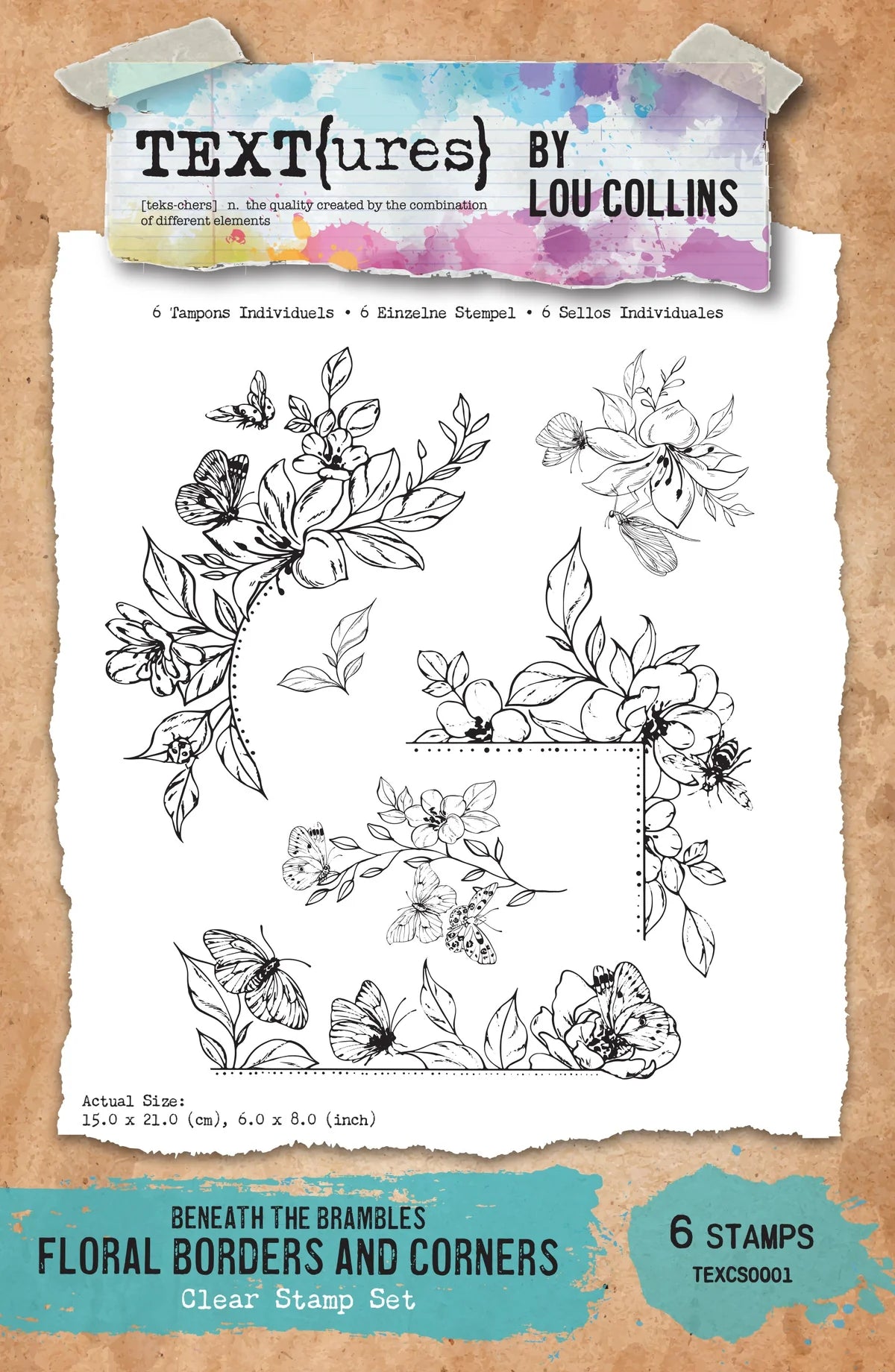 Arden Creative Studio - TEXT(ures) Beneath the Brambles - Floral Borders & Corners 6x8 Stamp Set
