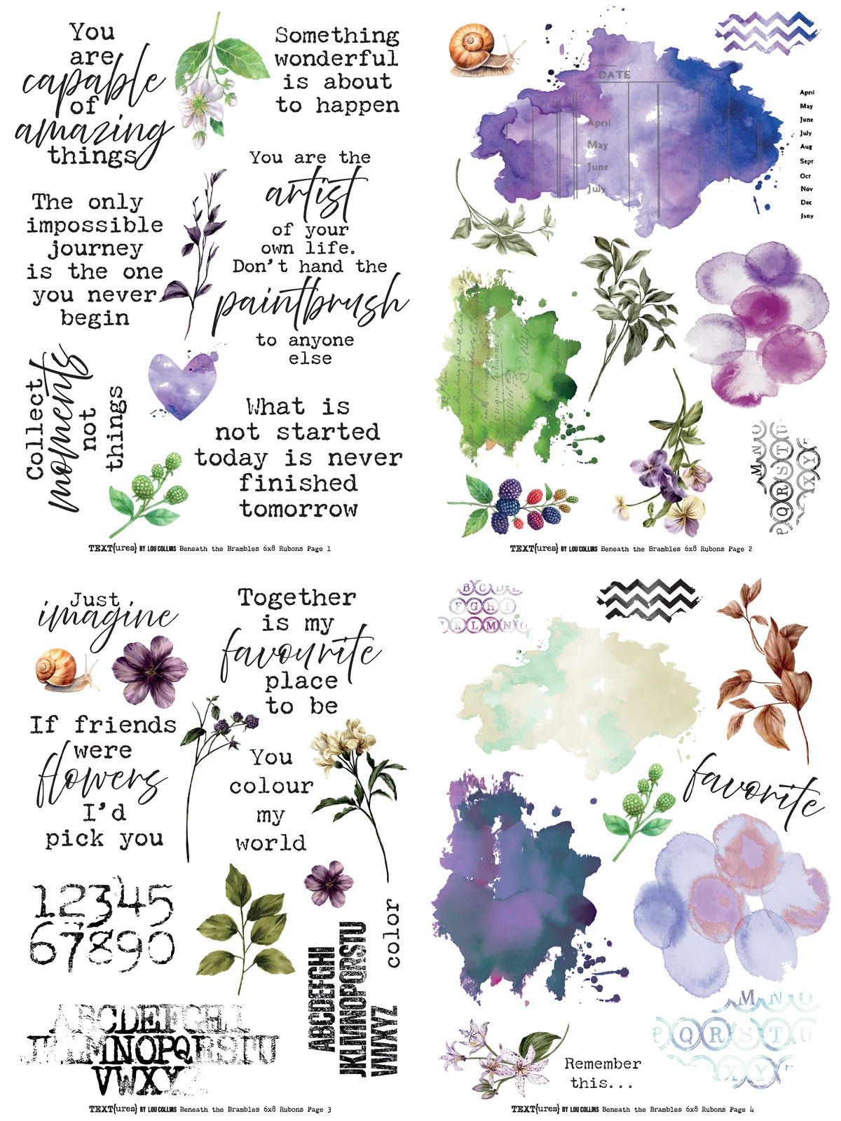 Arden Creative Studio - TEXT{ures} Beneath the Brambles - 6in x 8in Rub-On Transfer Set