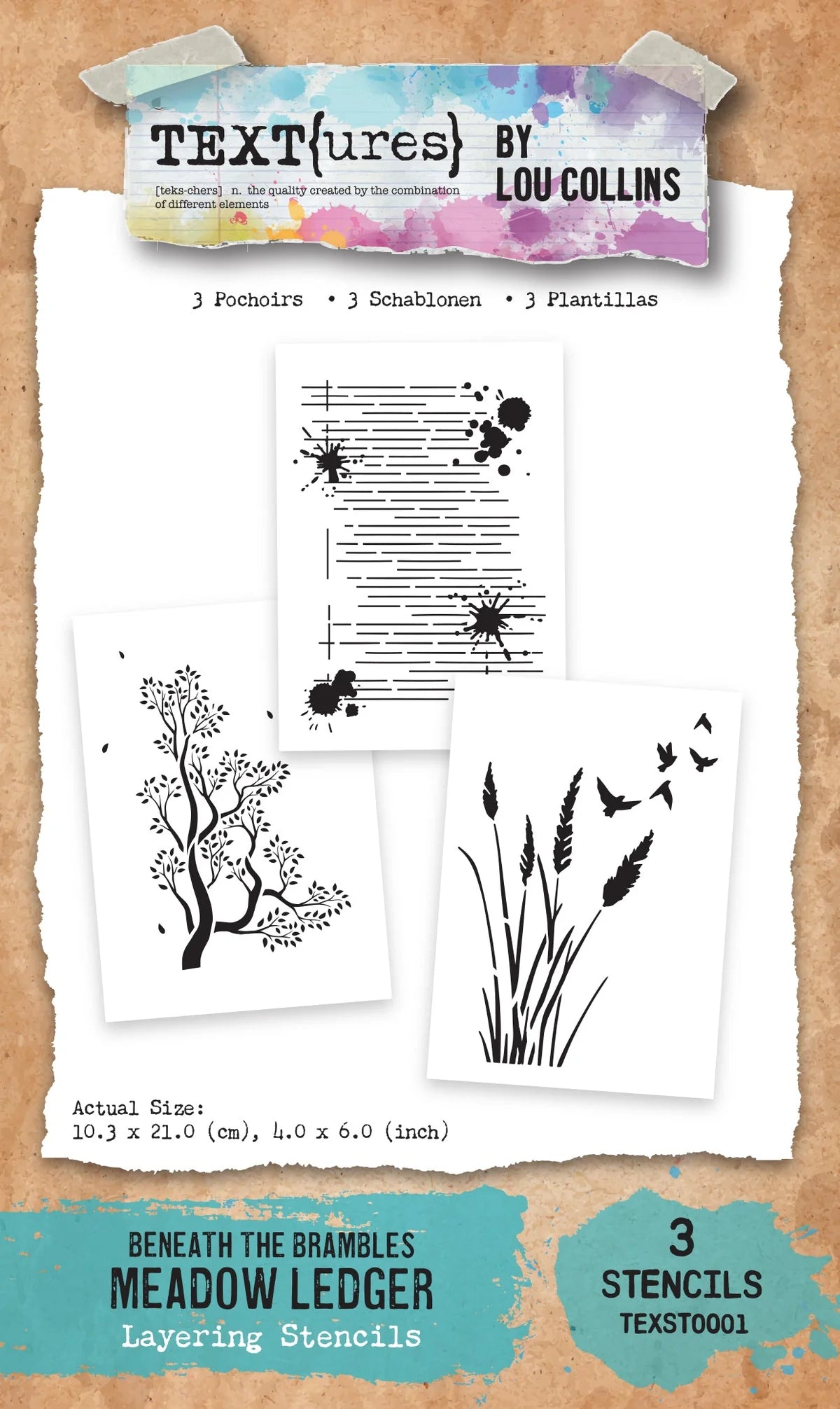 Arden Creative Studio - TEXT(ures) Beneath the Brambles Meadow - Ledger Layering Stencil Set
