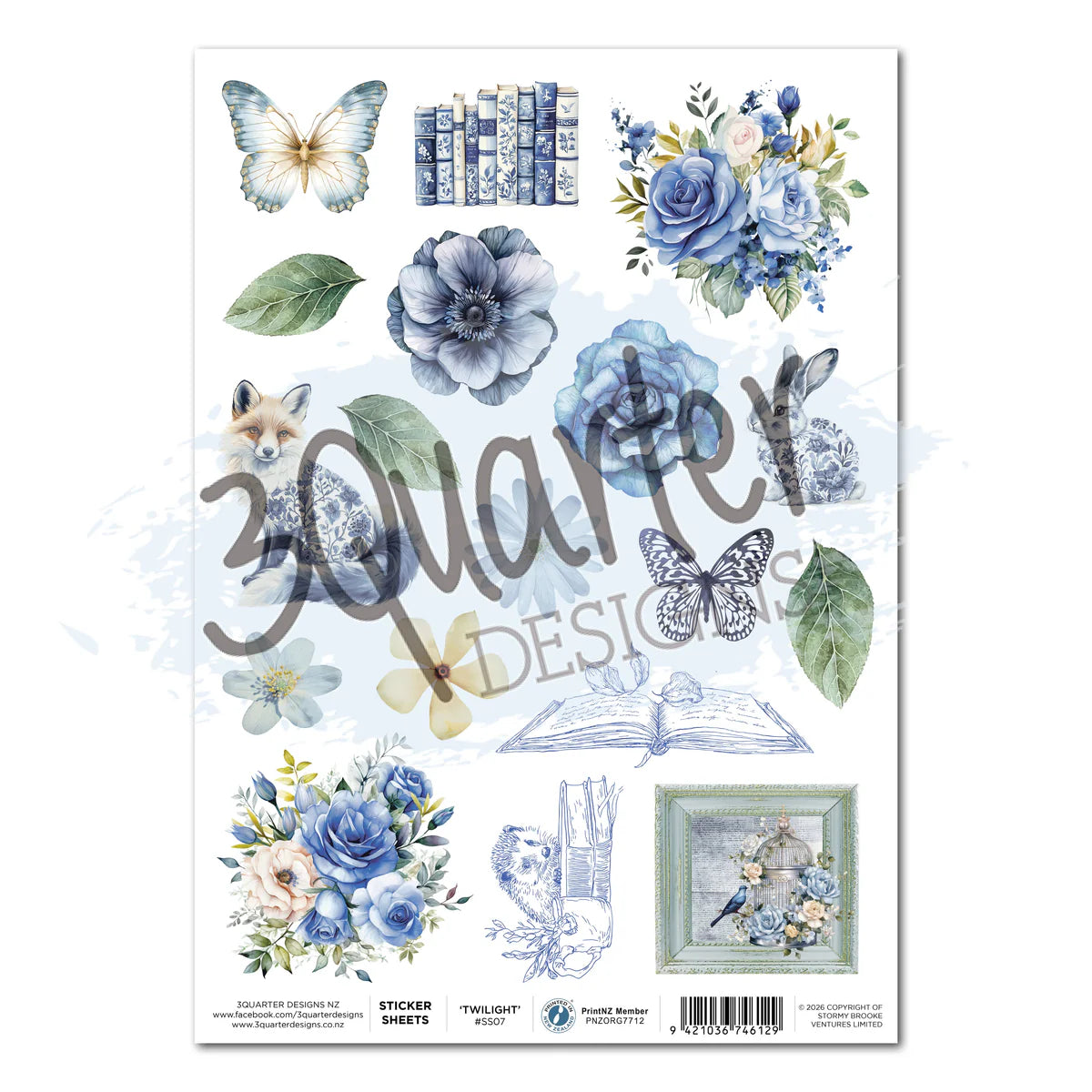 3Quarter Designs - Sticker Sheet - Twilight Ink