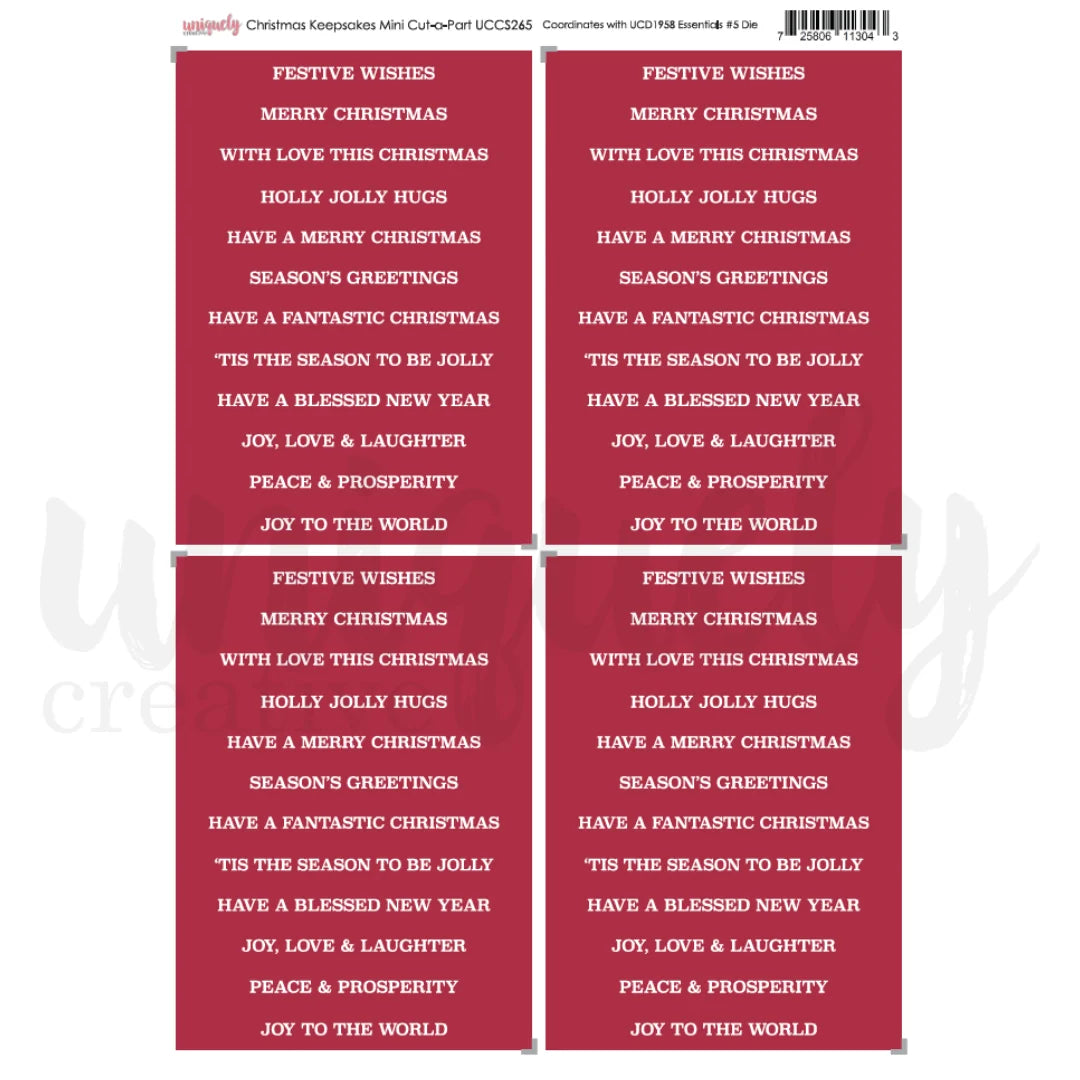 Uniquely Creative - Christmas Keepsakes - Cut-a-Part Sheet Mini (Oct 26)