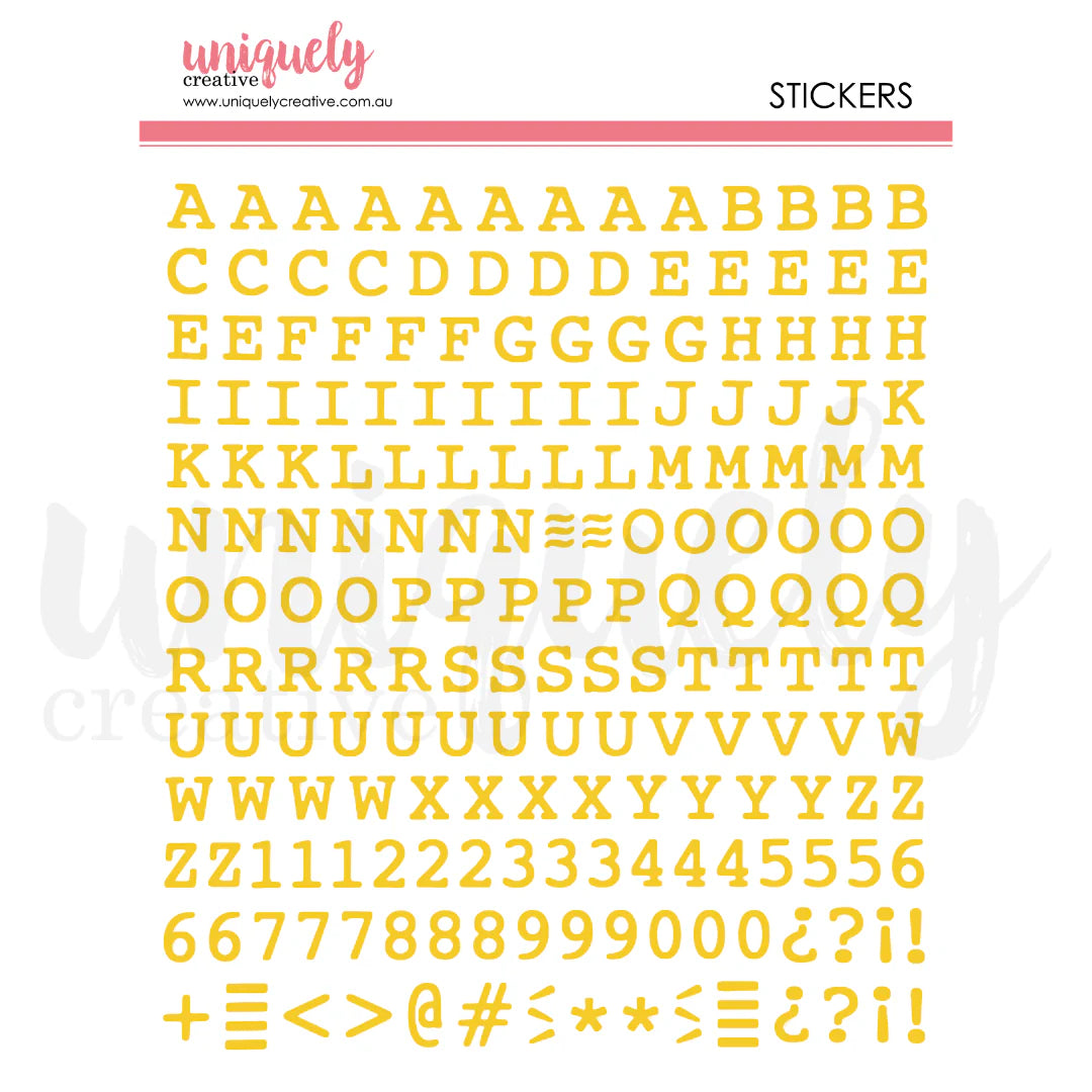 Uniquely Creative - Puffy Gold Alpha Stickers - Uppercase