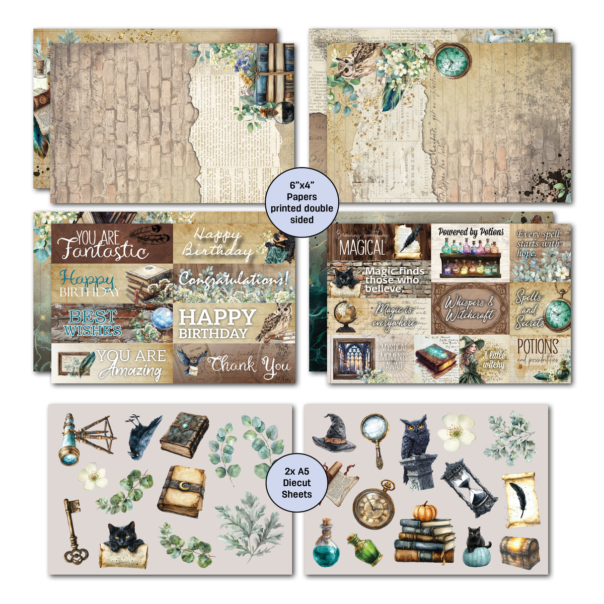 3Quarter Designs - 6x4 Card Making Pack - Wand Academy