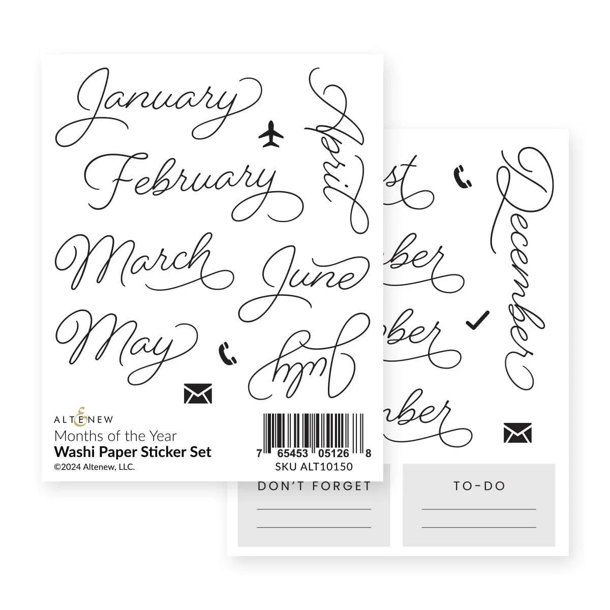 Altenew - Washi Paper Sticker Sheet - Months of the Year - The Crafty Kiwi