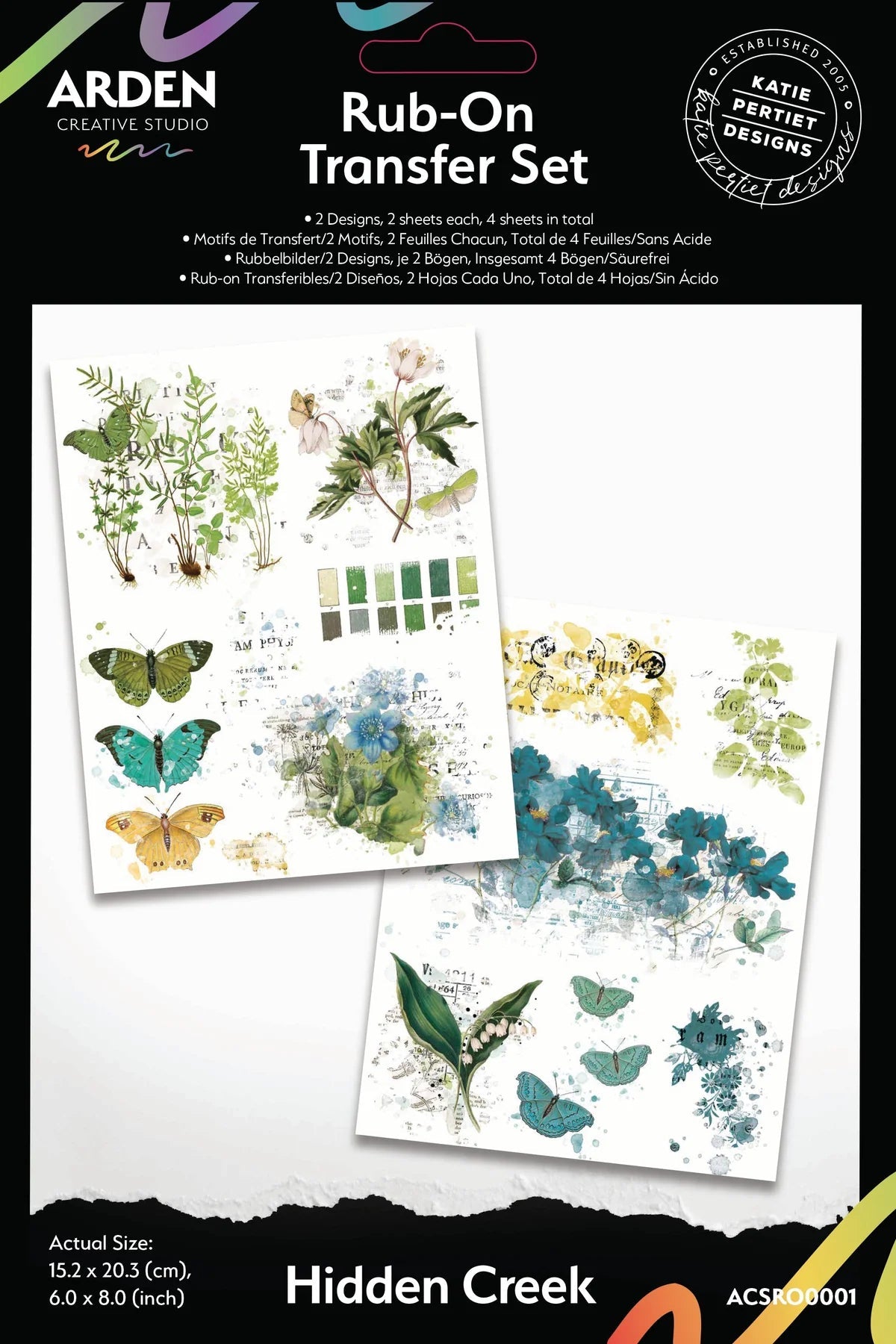 Arden Creative Studio - Hidden Creek - 6x8" Rub - On Transfer Set - The Crafty Kiwi