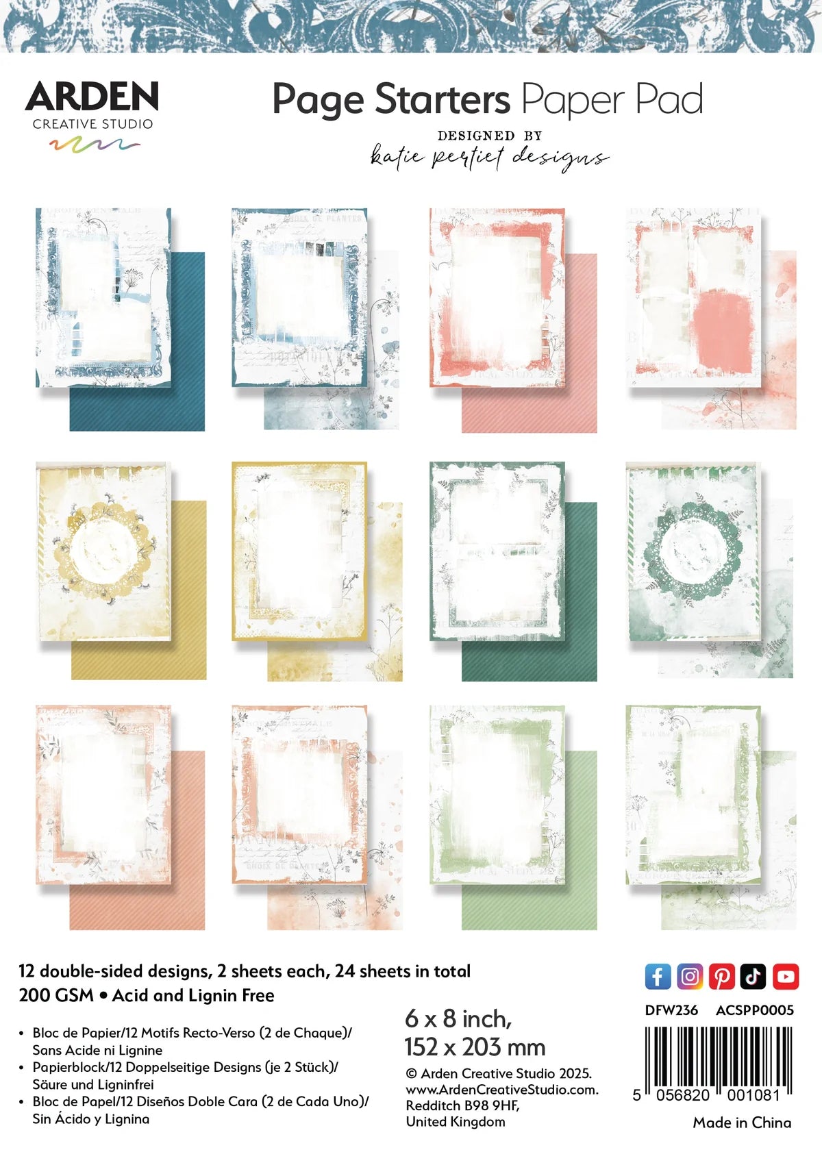 Arden Creative Studio - "Page Starters" 6x8" Paper Pad - The Crafty Kiwi