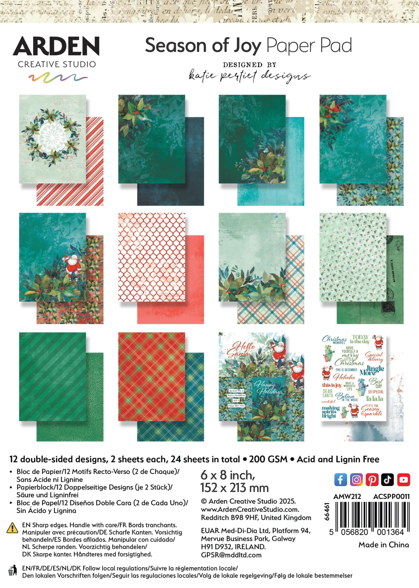 Arden Creative Studio - Season of Joy - 6x8 Paper Pad - The Crafty Kiwi