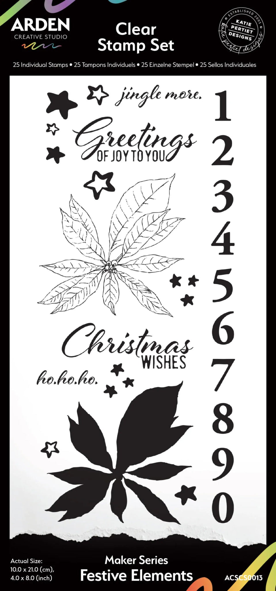 Arden Creative Studio - Season of Joy - Festive Elements 4 x 8 Clear Stamp Set - The Crafty Kiwi