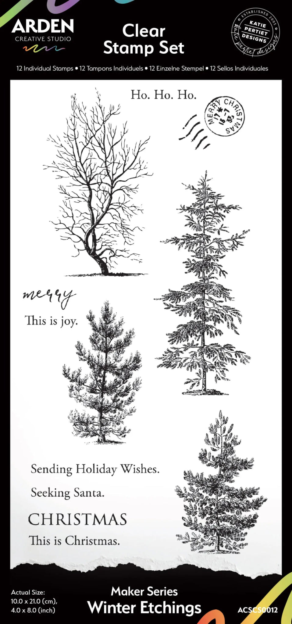 Arden Creative Studio - Season of Joy - Winter Etchings 4in x 8in Clear Stamp Set - The Crafty Kiwi