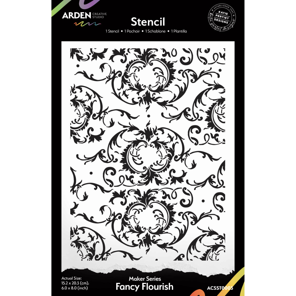 Arden Creative Studio - Vintage Maker - Fancy Flourish 6x8" Stencil - The Crafty Kiwi