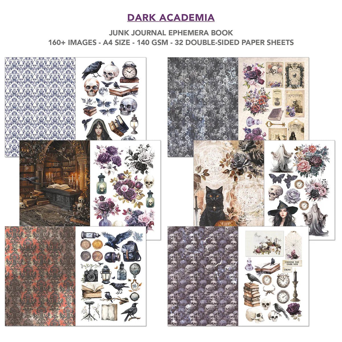 Ciao Bella - Junk Journal Ephemera Book - Dark Academia (A4 32/Pkg) - The Crafty Kiwi
