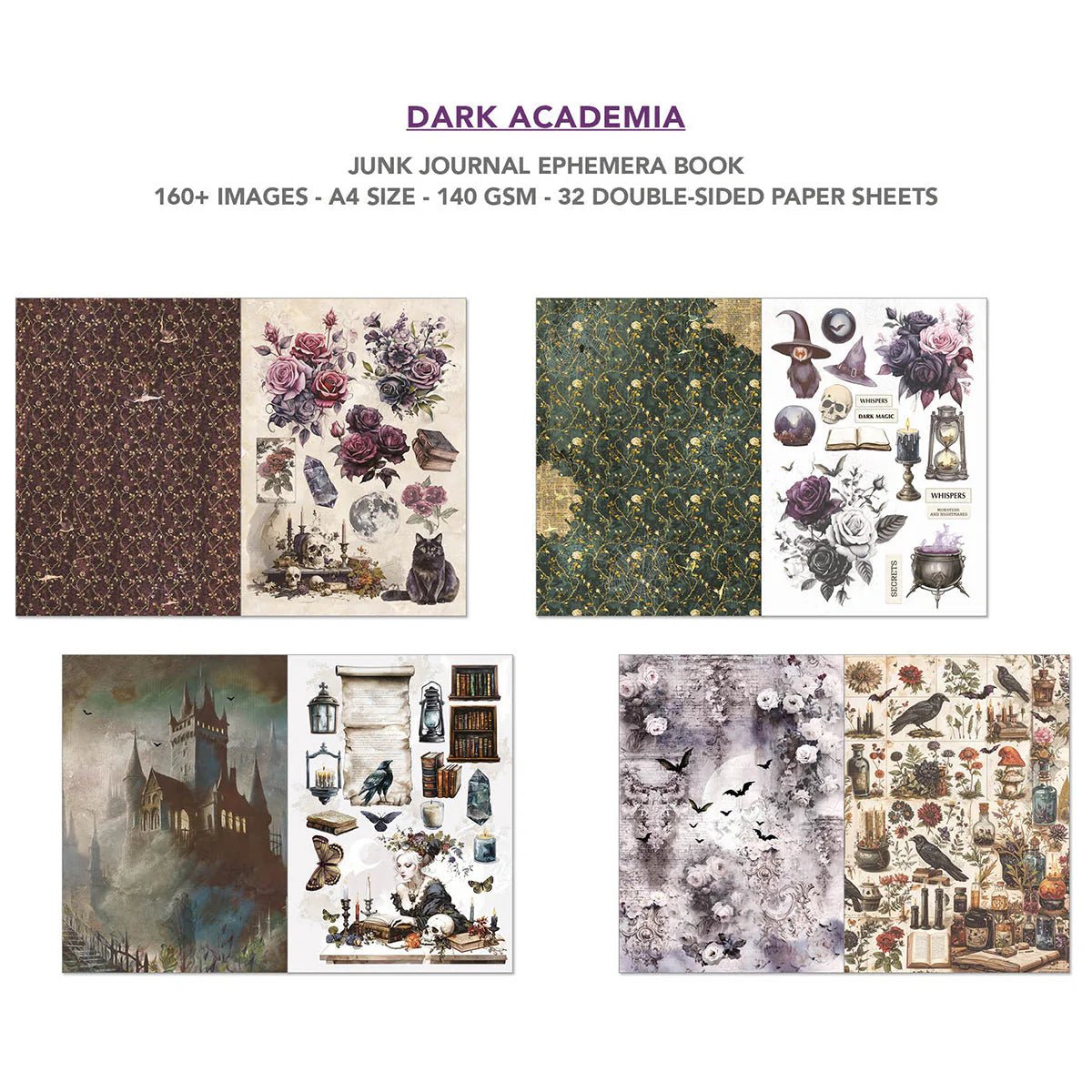 Ciao Bella - Junk Journal Ephemera Book - Dark Academia (A4 32/Pkg) - The Crafty Kiwi