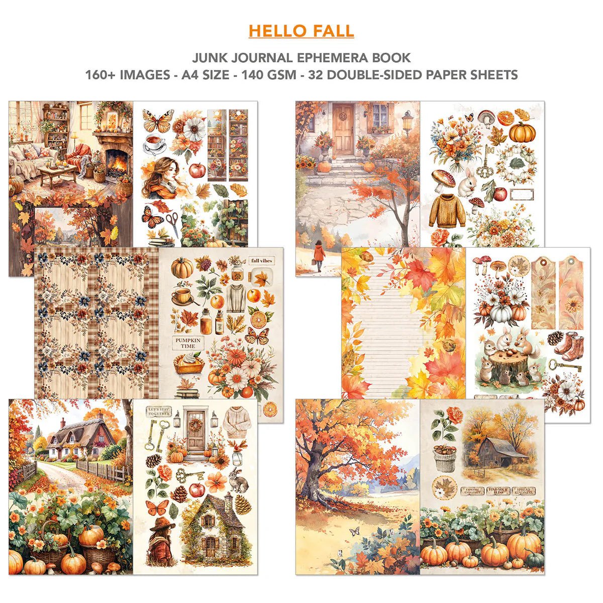 Ciao Bella - Junk Journal Ephemera Book - Hello Fall (A4 32/Pkg) - The Crafty Kiwi