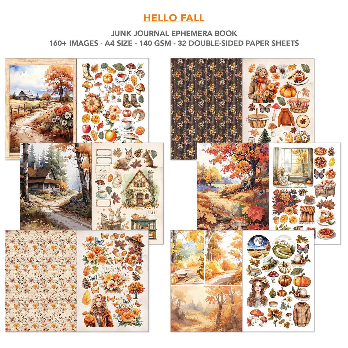 Ciao Bella - Junk Journal Ephemera Book - Hello Fall (A4 32/Pkg) - The Crafty Kiwi