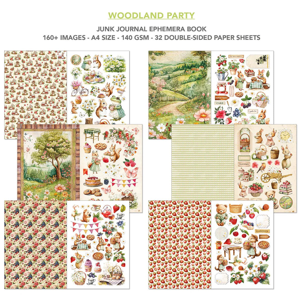 Ciao Bella - Junk Journal & Ephemera Book - Woodland Party (A4/32pg) - The Crafty Kiwi