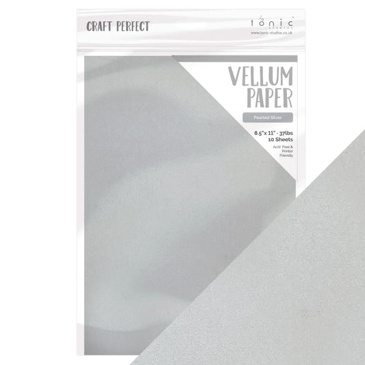 Craft Perfect By Tonic Studios - PEARL Vellum Paper - Pearled Silver - The Crafty Kiwi