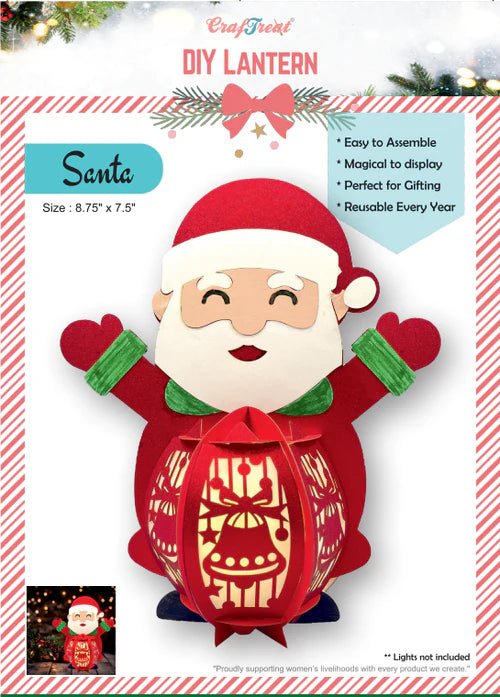 CrafTreat - DIY Paper Lantern - Santa - The Crafty Kiwi