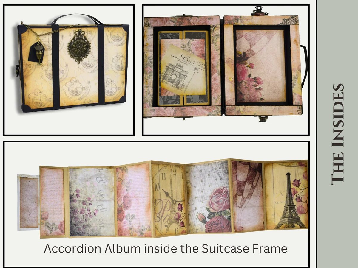 CrafTreat - Frame Accordion Suitcase Album Blanks - 2 albums, 1 black, 1 kraft - The Crafty Kiwi