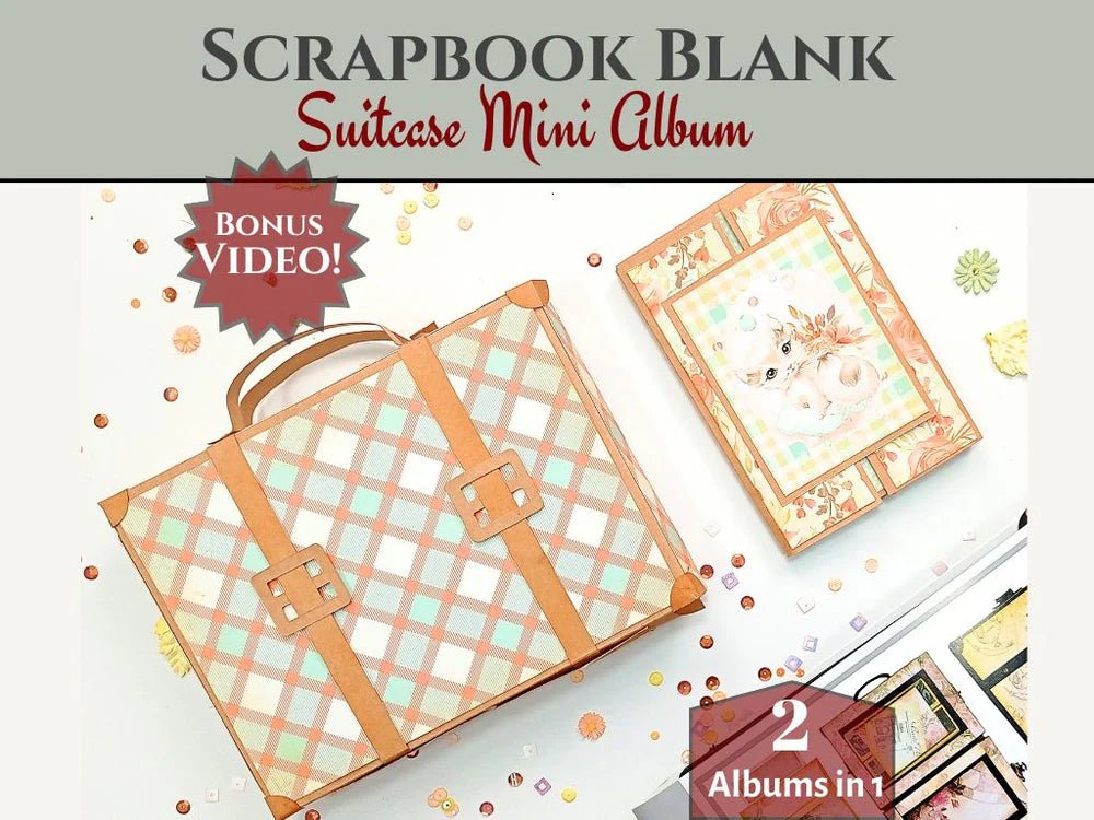 CrafTreat - Frame Accordion Suitcase Album Blanks - 2 albums, 1 black, 1 kraft - The Crafty Kiwi