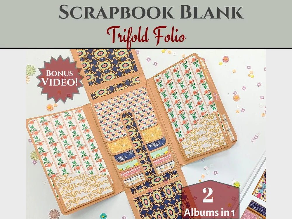 CrafTreat - Trifold Folio Wallet Blanks - 2 albums, 1 black, 1 kraft - The Crafty Kiwi