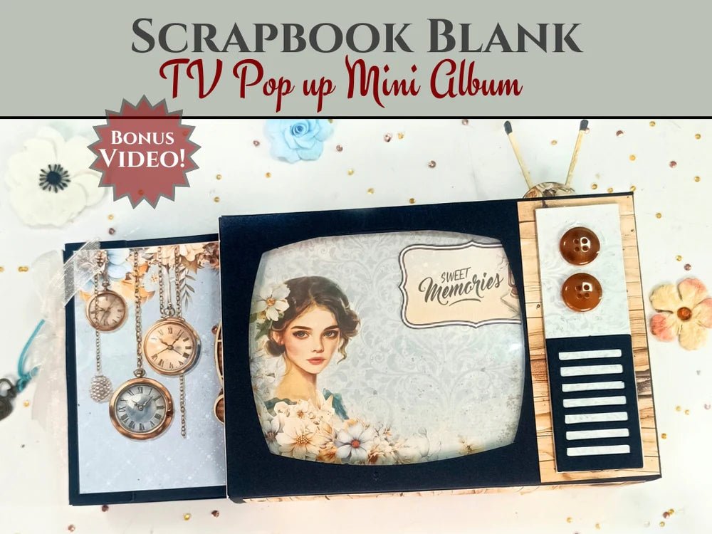 CrafTreat - TV Pop - Up Mini Album Blank - Kraft - The Crafty Kiwi