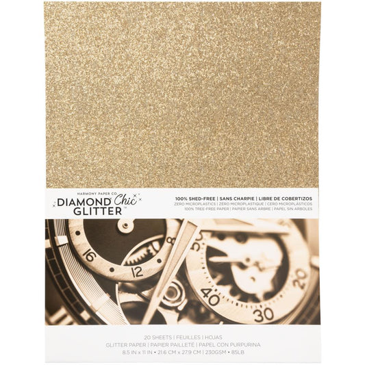Harmony Paper - Diamond Glitter Cardstock - 8.5 x 11" - Rose Gold (1/sheet) - The Crafty Kiwi