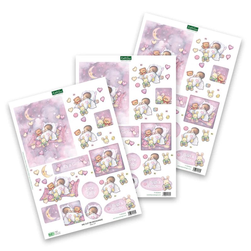 Katy Sue - 3D Die Cut Decoupage - Baby Girl with Moon (1/sheet) - The Crafty Kiwi