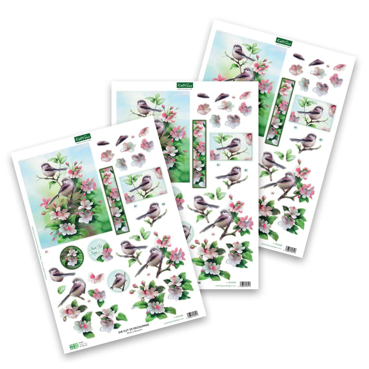 Katy Sue - 3D Die Cut Decoupage - Birds in Blossom (1/sheet) - The Crafty Kiwi