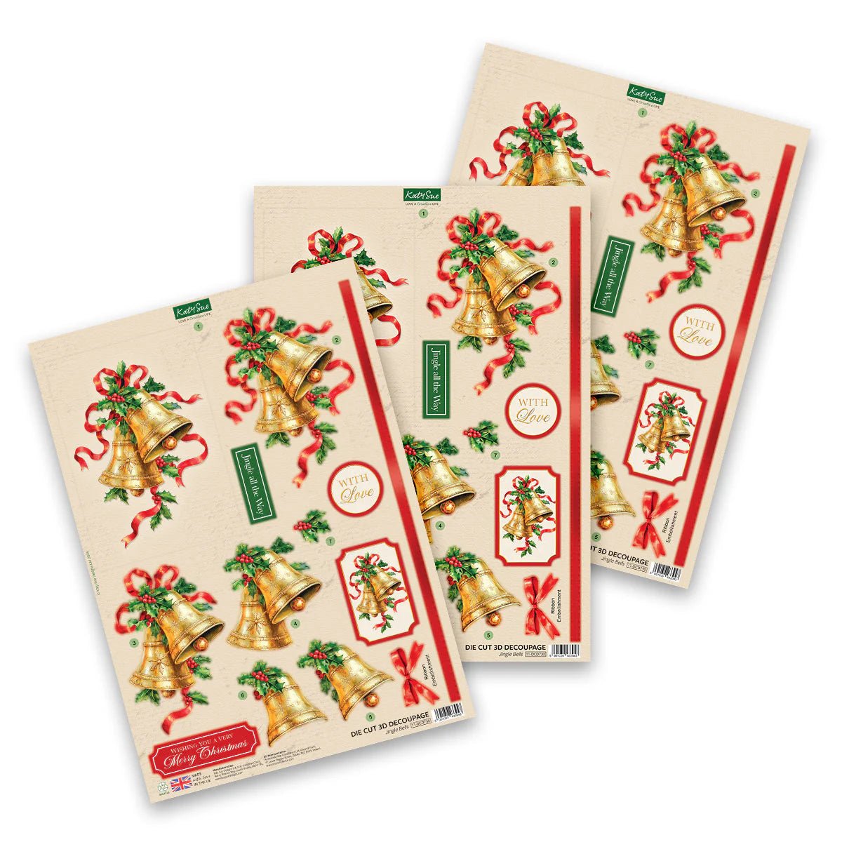 Katy Sue - 3D Die Cut Decoupage - Jungle Bells (1/sheet) - The Crafty Kiwi