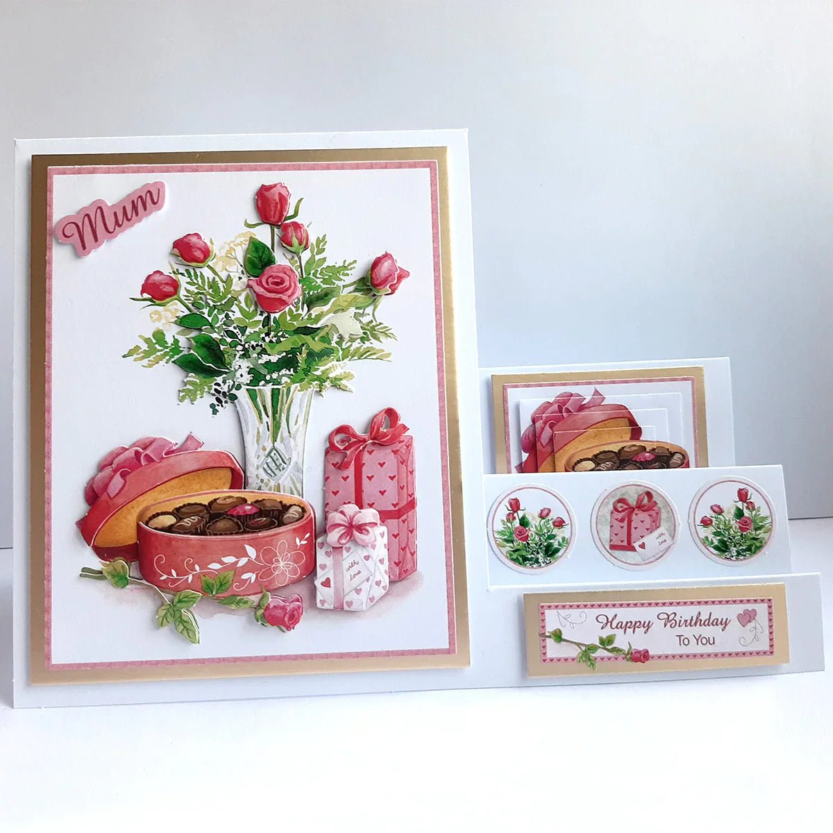 Katy Sue - 3D Die Cut Decoupage - Roses & Chocolates (1/sheet) - The Crafty Kiwi