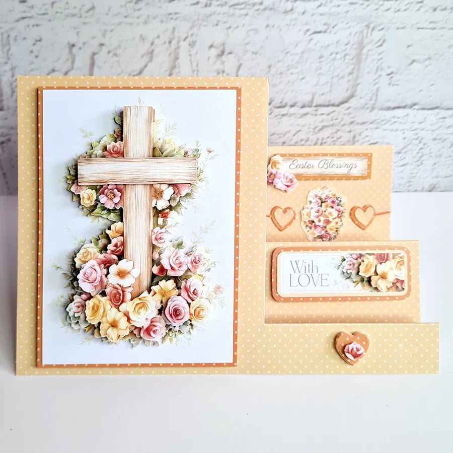 Katy Sue - 3D Die Cut Decoupage - Wooden Cross & Roses (1/sheet) - The Crafty Kiwi