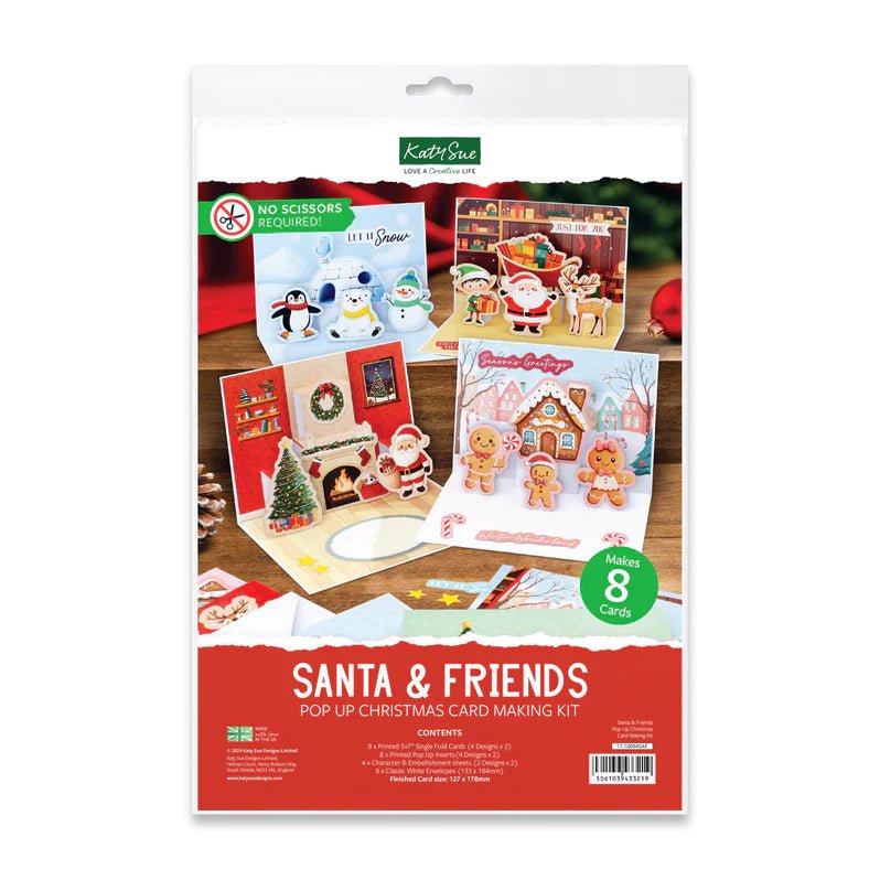 Katy Sue - 3D Santa & Friends Pop Up Christmas Card Making Kit (4/pack) - The Crafty Kiwi