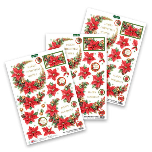 Katy Sue - Die Cut Decoupage – Christmas Flowers (1/sheet) - The Crafty Kiwi