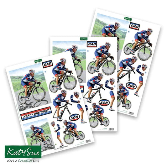 Katy Sue - Die Cut Decoupage - Cycling (1/sheet) - The Crafty Kiwi