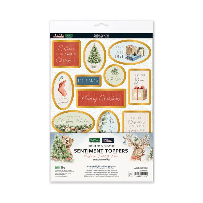 Katy Sue - Foiled Die Cut 3D Card Toppers, 8x8 Paper & Sentiments - Festive Furry Fun Bundle - The Crafty Kiwi
