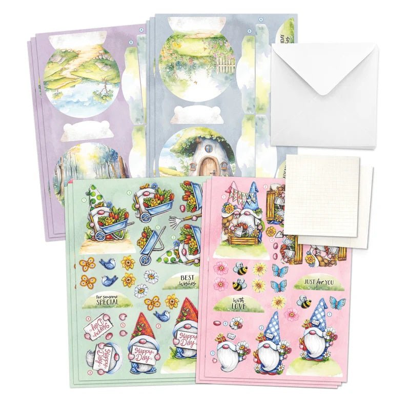 Katy Sue - Garden Gnomes - Die Cut Pop-Up Card Making Kit (4/pack) - The Crafty Kiwi