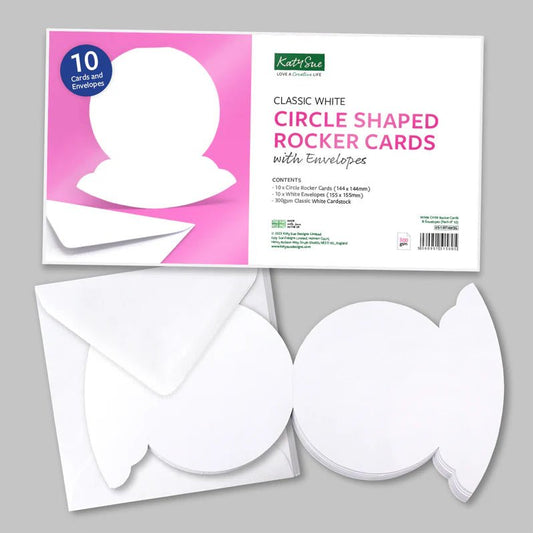 Katy Sue - White Circle Rocker Card Bases & Envelopes (4/pack) - The Crafty Kiwi