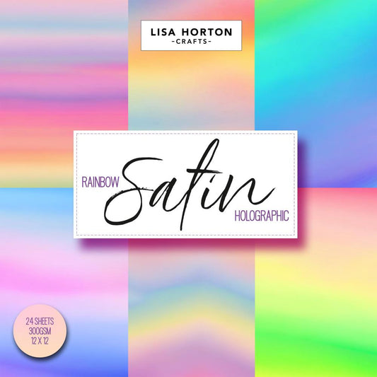 Lisa Horton - Rainbow SATIN Holographic Cardstock 12x12 (6/sheets) - The Crafty Kiwi