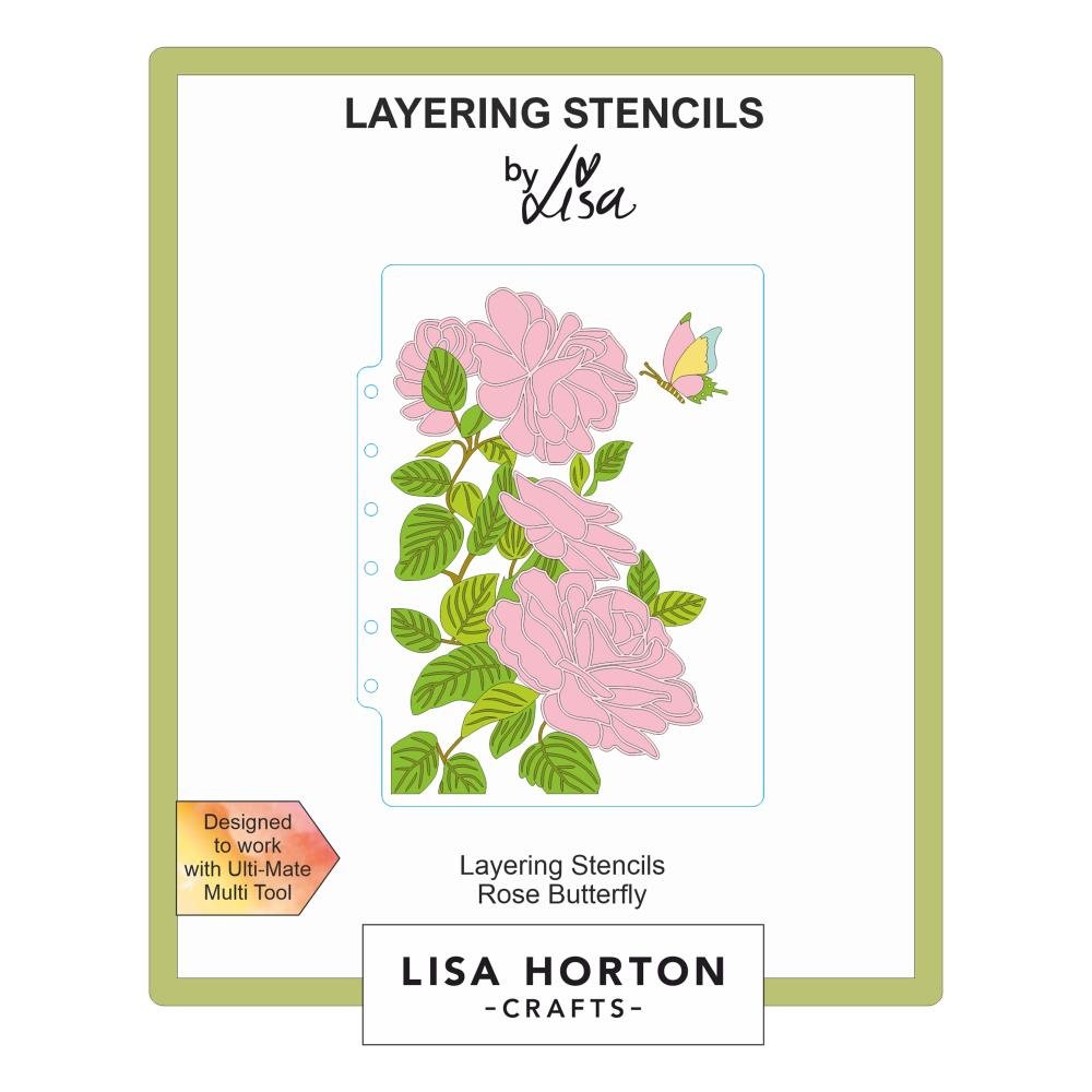 Lisa Horton - Rose Butterfly Layering Stencils - The Crafty Kiwi