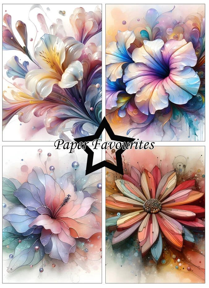 Paper Favourites - A6 Paper Pack - Abstract Flowers - The Crafty Kiwi