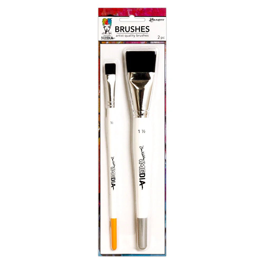 Ranger - Dina Wakley Media Synthetic Bristle Brush Set (2/pack) - The Crafty Kiwi
