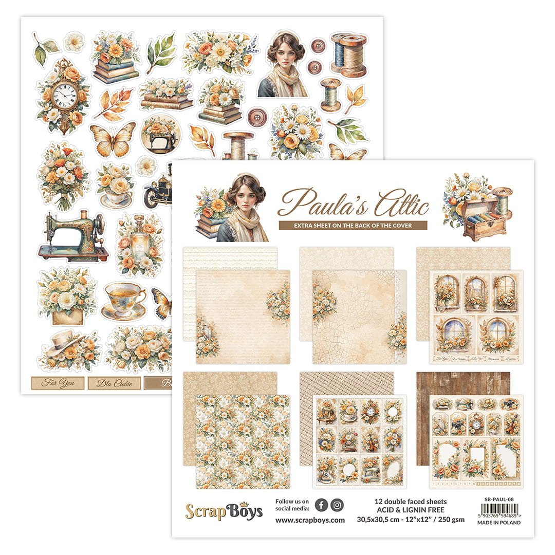ScrapBoys - Paulas Attic - 12x12 Paper Pack - The Crafty Kiwi