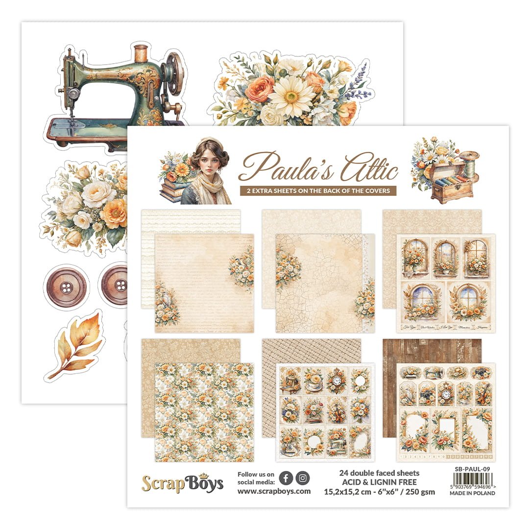 ScrapBoys - Paulas Attic - 6x6 Paper Pad - The Crafty Kiwi