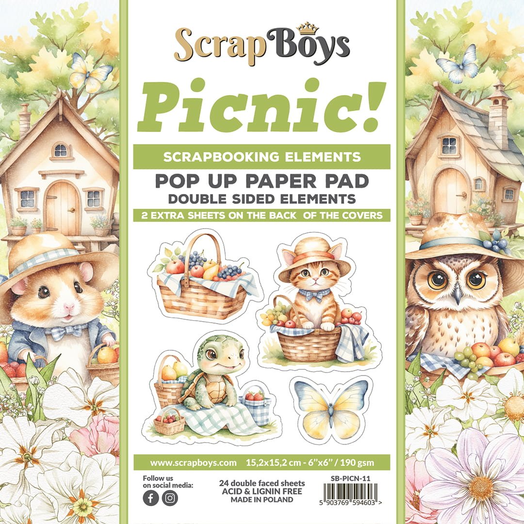 ScrapBoys - Picnic - 6x6 Pop Up Paper Pad - The Crafty Kiwi