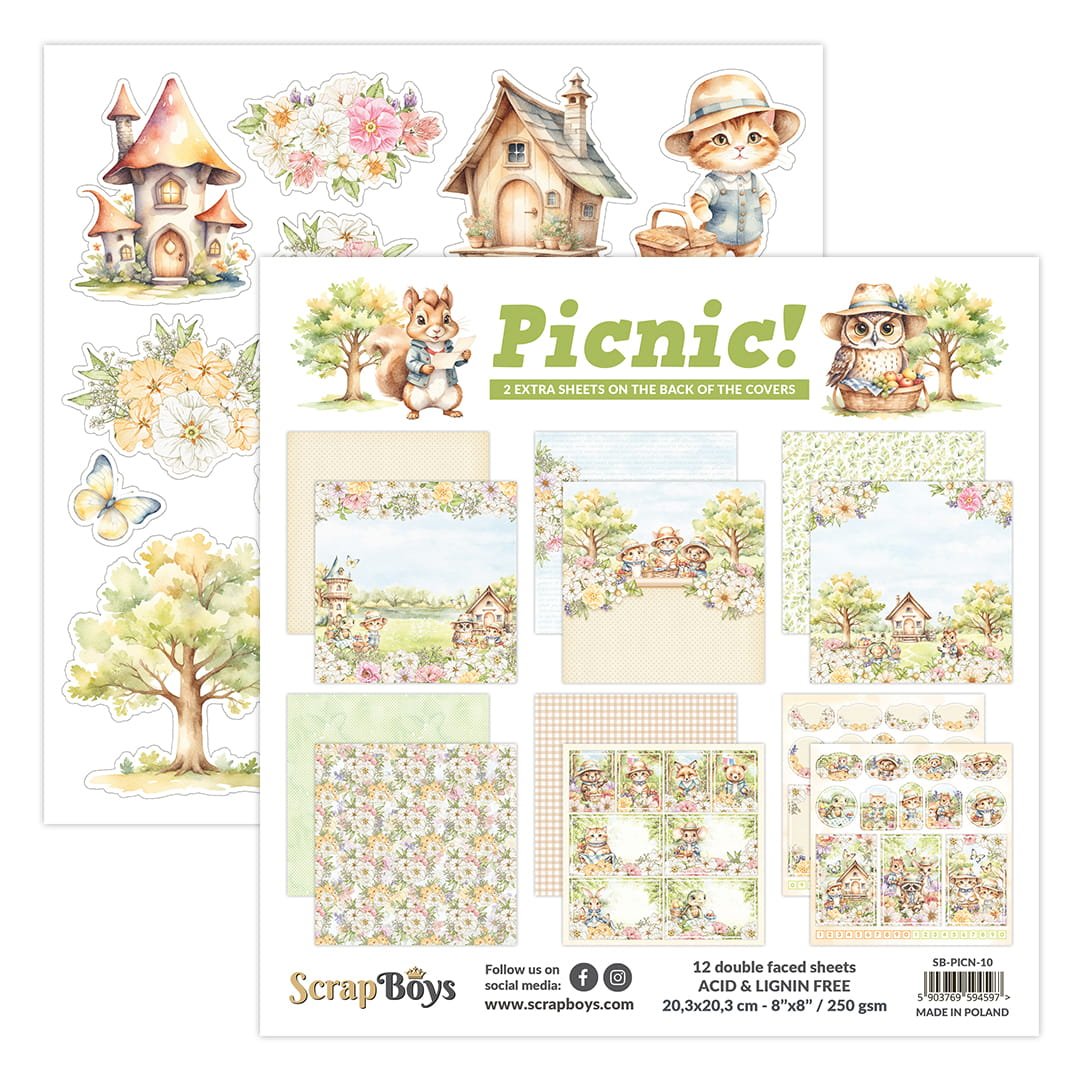 ScrapBoys - Picnic - 8x8 Paper Pad - The Crafty Kiwi