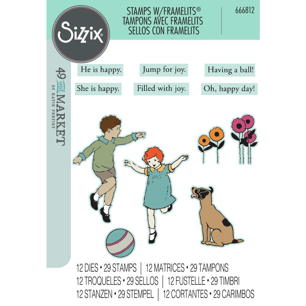 Sizzix - A5 Clear Stamps w/Framelits Dies By 49 and Market - Play Time - The Crafty Kiwi