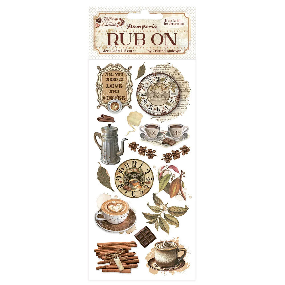 Stamperia - Coffee and Chocolate - Rub-Ons 4x8,5 Inch - All You Need Is Love And Coffee