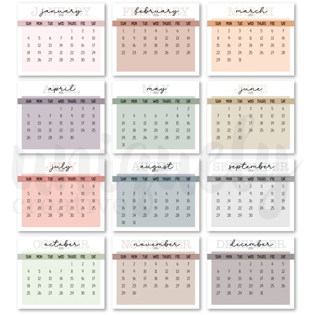 Uniquely Creative - 2026 Calendar Pads - The Crafty Kiwi