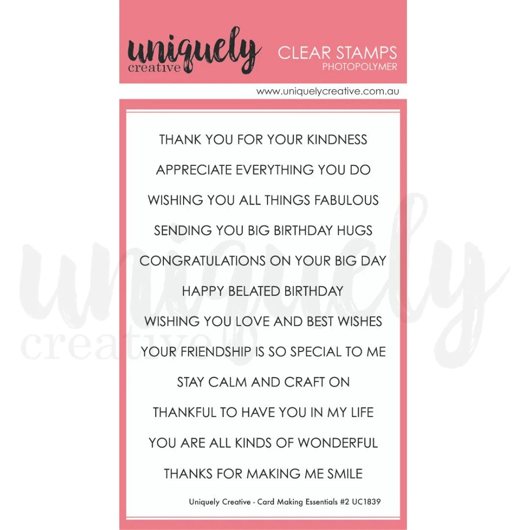 Uniquely Creative - Card Making Essentials Sentiments Stamp #2 - The Crafty Kiwi