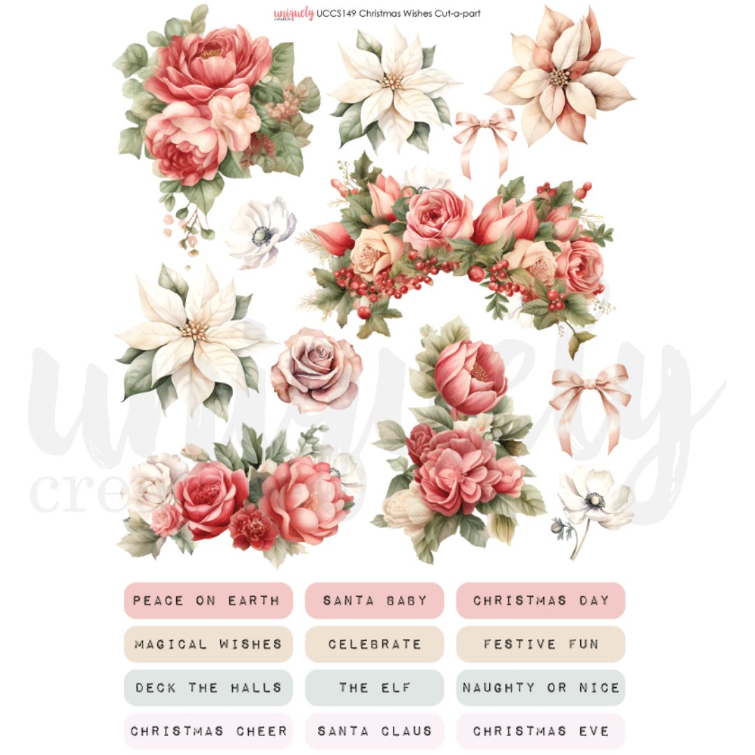Uniquely Creative - Christmas Wishes 12x12 Paper Pack with Cut - A - Part Sheet - The Crafty Kiwi